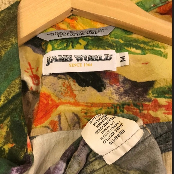 Vintage Jams world Aloha Hawaiian Ginseng Rayon Short Sleeve Button Up Shirt M - Picture 5 of 10